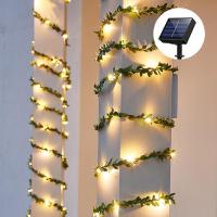 ราคา Solar Lights Maple Leaf Outdoor Garland Solar Waterproof Lamp for Christmas Artificial Flowers Green Leaf Ivy LED String Light (12928551755)