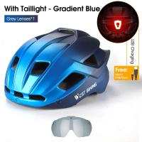 ราคา WEST BIKING หมวกนิรภัยสำหรับจักรยานชาร์จไฟ LED Integrally Molded Breathable หมวกกันน็อกขี่จักรยานแว่นตาหญิงชายเลนส์ MTB จักรยานเสือหมอบหมวกนิรภัย (16473562119)