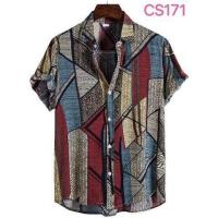 ราคา เสื้อฮาวายชาย S Stripe เสื้อเชิ้ตลำลองหลวมแฟชั่นเสื้อผ้าฝ้าย Beach สวมเสื้อแขนสั้นผู้ชาย (17330021446)