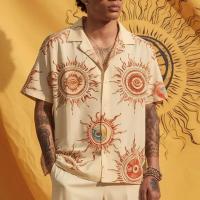 ราคา เสื้อวินเทจ เสื้อผ้าวินเทจของผู้ชายเสื้อลำลองเสื้อเชิ้ตแขนสั้นพิมพ์ลายดวงอาทิตย์เสื้อลำลองโอเวอร์ไซส์กราฟิก (21139461129)
