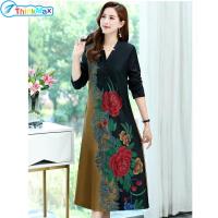 ราคา 2023 Authentic100 100 ของแท้ เสื้อผ้ากุลสตรีคอวีลายพิมพ์ดอกไม้เรโทรใหญ่แขนยาวกระโปรงยาวเหนือเข่าแบบชุดกี่เพ้าขนาด (20972003680)