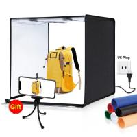 ราคา PULUZ Photo Studio Light Box Portable 60 x 60 x 60 cm Light Tent LED 5500K White Light Dimmable Mini 36W Photography Studio Tent Kit with 6 Removable Backdrops (19594905880)