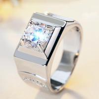 ราคา เพชรหรูหราคริสตัลเงินทองไทเทเนียมเหล็กผู้ชายแฟชั่นเครื่องประดับแพลทินัมแหวนหมั้นงานแต่งงาน (20619395755)