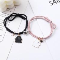 ราคา 2 Pcs set Adjustable Magnetic Black White Ghost Bracelet Couple Friend Love Magnets Attach Bracelet Hair Rope Women Halloween Jewelry AUG (20083862490)
