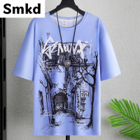 ราคา เสื้อยืดผู้ชายแขนสั้น2023แฟชันเสื้อยืดผ้าไหมน้ำแข็งแบรนด์เสื้อแขนสั้นทรงหลวมเสื้อใส่ได้หลายโอกาส (18667702444)