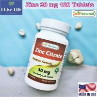 ราคา ซิงค์ Zinc Citrate 30 mg 120 Tablets Best Naturals สังกะสี (7347162765)