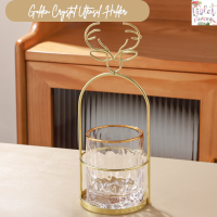 ราคา Violet Flamingo Utensil Holder ที่ใส่ช้อนส้อม แก้วใสขอบทองพร้อมโครงสีทองหัวนก หัวกวาง และโบว์สุดหรู (21260436008)