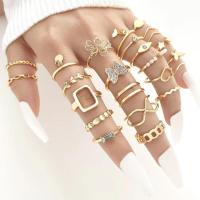 ราคา ชุดแหวนลายหัวใจผีเสื้อสีทองแนววินเทจสำหรับผู้หญิงเครื่องประดับปาร์ตี้แฟชั่นแหวนโลหะคริสตัลรูปดาวทรงโบฮีเมียน (20824274360)