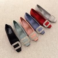 ราคา The RV silk satin side buckle single diamond heels coach Mary Jane shoes female in the summer of 2023 light mouth ballet shoes (20207803754)