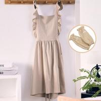 ราคา Foreign trade of household lotus leaf lace cotton and linen apron can work is han edition printed Japanese cafe kitchen apron (19710397604)