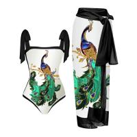 ราคา 2023 New Women Vintage Colorblock Abstract Floral Print 1 Piece Swimwear 1 Piece Cover UP Two Piece Vintage Print Swimsuit Monokini Bathing Suit Summer Surf Wear Beachwear (18636105681)