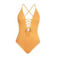 ราคา CUPSHE Remind Me Solid Swimsuit Women Backless Deep V neck Lace Up y Bodysuits 2022 New Beach Bathing Suit Swimwear (13598271718)