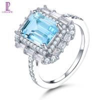 ราคา 3กะรัตของแท้ Cincin Silver 925 Original Perempuan Natural Sky Blue Topaz แหวนพลอยสีฟ้า Topaz แหวนผู้หญิงเครื่องประดับแหวน (19884118250)