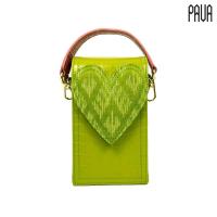 ราคา PAVA MINI HEART Thai Silk Handbag กระเป๋าถือ กระเป๋าสะพาย หนังสีเขียว ลายผ้าไหมสีเขียว สายคล้องสีส้ม สายโซ่ (21170750175)