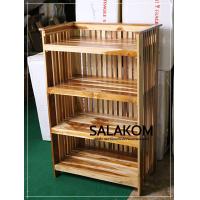ราคา SLK ชั้นวางของ วางของใช้ในบ้าน สินค้าไม้สักทอง แบบระแนงซี่ 4 ชั้น สีลายไม้ (19852282067)