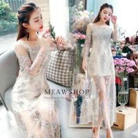 ราคา เดรสออกงาน ปักมุก M 3XL ปักลายดอกไม้ สีพาสเทล ชุดออกงาน เดรสออกงาน ชุดราตรี ชุดเดรสยาว งานป้าย The Classic (14695374958)