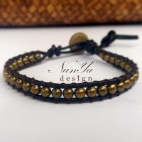 ราคา สร้อยข้อมือหนังแท้กับทองเหลืองแท้ (20691654719)