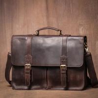ราคา LUOKIR Vintage Crazy Horse Briefcase Travel Genuine Leather Handbag Luxury Mens Messenger Computer Shoulder Bag 14 Inch Laptop (20674606477)