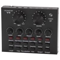 ราคา V8 Sound Card Audio Set Interface External Usb Live Microphone Sound Card Bluetooth Function for Computer Pc Singing Recording (20746132741)
