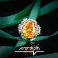 ราคา อิตาลีย้อนยุคสไตล์พระราชวังราศีมีนเล่นชุดดอกบัว Fanta Yellow Diamond Lotus Leaf จี้ต่างหูแหวนเปิด (17597695556)