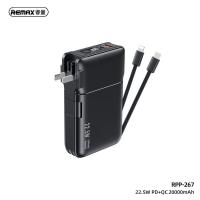 ราคา Power bank 20000 mAh แบตสำรอง Remax RPP 267 22 5 W PD QC 20000mAh พร้อมสายชาร์จในตัว 2 เส้น ชาร์จได้พร้อมกัน 4 เครื่อง มี มอก รองรับ (20041307178)
