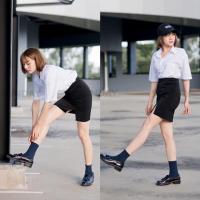 ราคา เสื้อนักศึกษา ขาวโอโม่ ขาวนวล ไม่มีสาบหลัง เสื้อเชิ้ตแขนสั้นสีทึบ (18666851094)