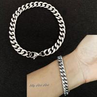 ราคา สร้อยข้อมือ No 11 7mm เลสข้อมือ สร้อยข้อมือ โซ่ แสตนเลสแท้ ไม่ลอกไม่ดำ ใส่อาบน้ำได้ (17624368799)