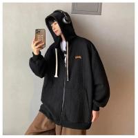 ราคา เสื้อแจ็คเก็ตคลุมมีหมวก เสื้อหนาวแขนยาวมีหมวก คุณภาพสูง สีดำ สีขาวTZ11 (20710530212)
