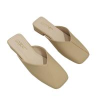 ราคา JIN หนังแท้หนังครึ่งรองเท้าแตะผู้หญิงด้านนอกสวมใส่ 2023 ฤดูร้อนใหม่แบนรองเท้าแตะ HM 160 (20105473027)