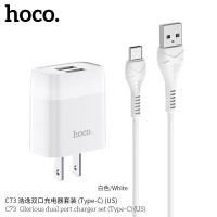 ราคา HOCO C73 ชุดอะแดปเตอร์ชาร์จ เสียบพอร์ต 2USB 2 4A ที่ใช้ได้ด้วยสายเคเบิล Lightning Micro USB หรือ Type C (12591631772)