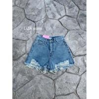 ราคา รุ่นฮิต กางเกงยีนส์ขาสั้นเอวสูงแต่งขาดพร้อมส่ง (18301891550)