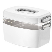 ราคา กระเป๋าพลาสติกพกพาสะดวกกล่องยาอเนกประสงค์ 2 ชั้น DoubleA กล่องปฐมพยาบาลสำหรับใส่ยารักษาโรคกล่องยา (19034859139)