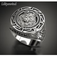 ราคา Liliyawind Retro Wolf Totem เงินไทยตำนานไวกิ้งนักรบ Wolf Head แหวนผู้ชาย A1R (7641461944)