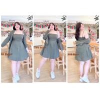 ราคา MT011 ชุดเดรสแฟชั่นเซ็ท2ชิ้น เดรสสั้น เสื้อเชิ้ตแขนยาว สไตล์สาวมินิมอล จะใส่เที่ยวหรือใส่ทำงานแมตช์กับตัวอื่นก็เริ่ด (18774960329)