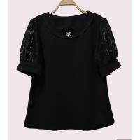 ราคา เสื้อสีดำ คอกลม แขนตุ๊กตา ผ้ายืดวูลเวฟ อก 40 42 จัดส่งฟรี (20988288237)