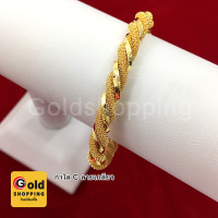 ราคา กำไล C ลายเกลียว สร้อยไมครอน สร้อยข้อมือแฟชั่น สีทอง ฟรีถุงกำมะหยี่ (8402034236)