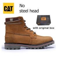ราคา Caterpillar แท้ชั้นรองเท้าหนัง CAT Top รองเท้าบูท Martin รองเท้าบู๊ทสไตล์เรโทรเหล็ก Finger Anti Smashing ความปลอดภัยรองเท้า (14040750807)