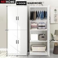 ราคา NETHOME 4 Door Wooden Wardrobe 4 ประตู ตู้เสื้อผ้าไม้ ตู้ Almari Baju ตู้อาหาร ร้านอาหารหนังสือ ตู้ครัว (21048625369)