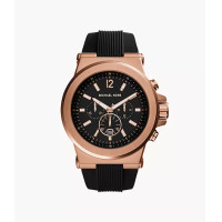 ราคา ORIGINAL Michael Kors MK8445 45mm Dylan Gold Tone Black Silicon Mens Watch (20029348674)