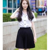 ราคา กระโปรงพลีทจีบเล็ก กระโปรงพลีทนักศึกษาจีบเล็ก กระโปรงพลีท ยาว14 36นิ้ว สีดำ (15718091676)