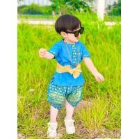 ราคา ชุดไทยเด็กกระดุมทอง ผ้าผูก ชุดไทยเด็กผู้ชาย ชุดไทยโจง ชุดไทยเด็กชายสีฟ้า ชุดโจงเด็กชายสีน้ำเงิน โจงกระเบนเด็กชาย (19203733398)