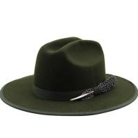ราคา ใหม่ทหารสีเขียวขนนกวงขนสัตว์ผู้หญิงหมวก Fedora ผู้ชายหมวกคาวบอยสง่างามเลดี้อันธพาล Trilby Felt Homburg คริสตจักรหมวกแจ๊ส (19886007252)