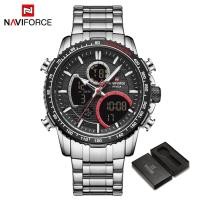 ราคา NAVIFORCE Men Digital Watch Casual Stainless Steel Analog Wristwatch Quartz Waterproof Watches Fashion Business Chronograph Military Multifunctional Clock NF9182 (20767478799)