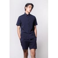 ราคา ESP เสื้อเชิ้ตแขนสั้นแต่งกระเป๋า ผู้ชาย สีน้ำเงิน Short Sleeve Shirt with Front Pocket 03737 (20003801424)