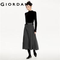 ราคา GIORDANO Women Skirts Chunky Warm Brushed Twill Long Skirts Invisible Zip Simple Fashion Casual Pleated Long Skirts 18463633 (21089476194)