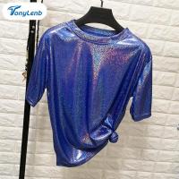 ราคา เสื้อยืดลำลองผู้หญิง tonylen สีสะท้อนแสงพิมพ์เสื้อฮิปฮอปแขนสั้น (1114892164)