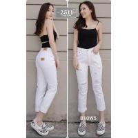 ราคา กางเกงยีนส์ทรงบอยสีขาว แต่งขาดเซอร์ๆ ผ้าไม่ยืด (14749636331)