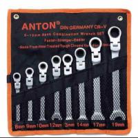ราคา ชุดประแจแหวนฟรี ปากตาย คอตรง พับได้ ขนาด 8 19 มม 8 ชิ้น AnTon (18489580077)