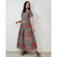 ราคา ชุดเซทเสื้อแขนสั้นและกระโปรง ผ้าคอตตอนอินเดีย โทนแดงกรม (20891263455)