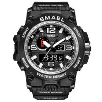 ราคา SMAEL ยี่ห้อผู้ชายนาฬิกาข้อมือเล่นกีฬาแบบ Dual นาฬิกาอะนาล็อกดิจิตอล LED นาฬิกาข้อมือควอตซ์อิเล็กทรอนิกส์กันน้ำทหารนาฬิกา (21171159290)